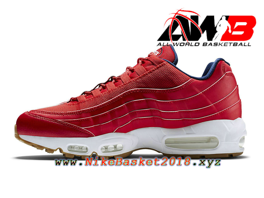 ... Chaussures de BasketBall Pas Cher Pour Homme Nike Air Max 95 Premium USA Rouge Blanc 538416_614 ...