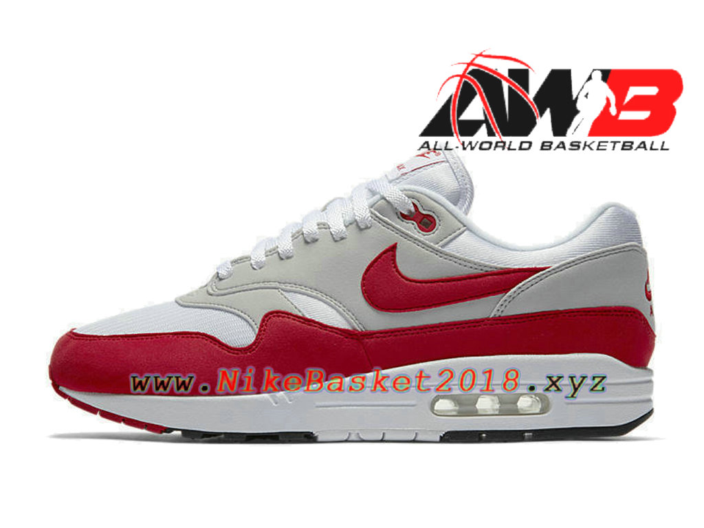... Chaussures Officiel Prix Pas Cher Pour Homme Nike Air Max 1 Anniversary Blanc Rouge 908375- ...